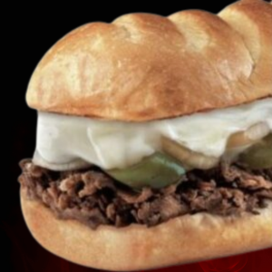 Firehouse Steak and Cheese sub with grilled steak, melted provolone, peppers, and onions