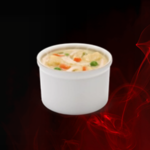 Homestyle chicken and dumpling soup featuring tender chicken breast, fluffy dumplings, and seasoned broth for a warming, hearty meal.