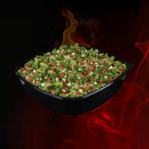 Chopped Salad featuring crisp romaine lettuce, diced cucumbers, grape tomatoes, shredded cheese, and crunchy croutons—served with your choice of dressing, ideal for healthy meals or catering sides