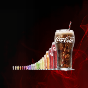 Coca-Cola Freestyle fountain drink machine offering over 100 customizable soda flavors including Coca-Cola, Sprite, Fanta, and more.