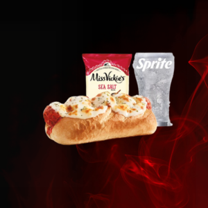 Firehouse Meatball® Combo features classic Italian-style meatballs, provolone cheese, and marinara sauce—served hot with chips and a fountain drink