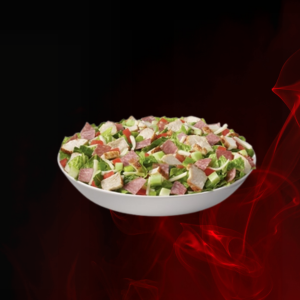 Italian grilled chicken salad topped with marinated chicken breast, provolone cheese, banana peppers, and zesty Italian vinaigrette—great for Mediterranean-style meals