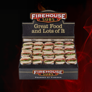 Standard catering platter with freshly made single-meat sub sandwiches—perfect for feeding office teams or small event guests.